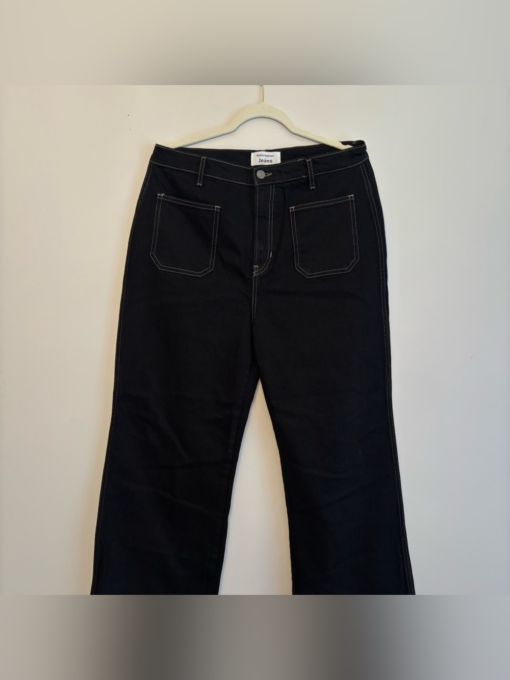 Reformation Alyssa Black Jean Contrast Stitch